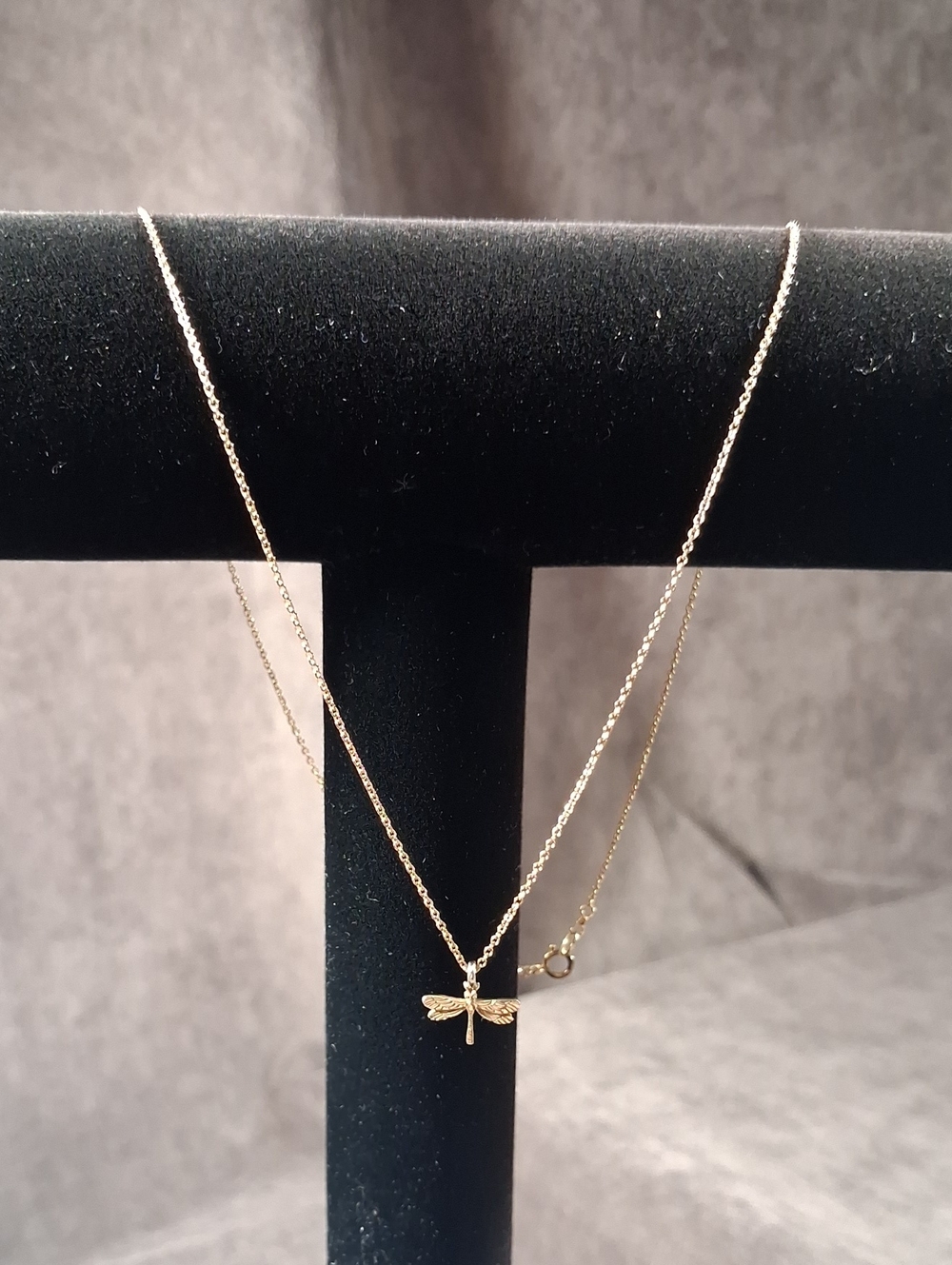 1/20 14K Gold Filled 19" Chain + GP 925 Sterling Silver 1cm Dragonfly Pendant VG